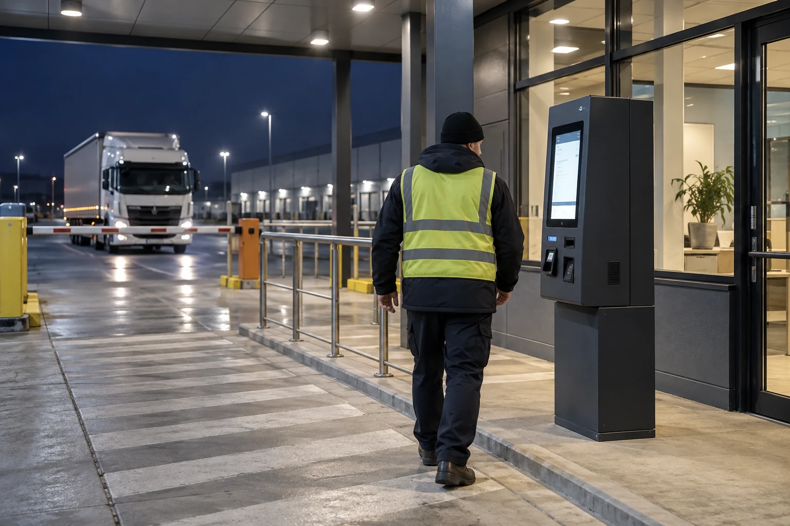 Stanowisko zgłoszeń dla przewoźników w obiekcie logistycznym